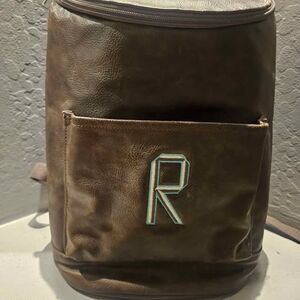 Thirty-One 31 "Keep It Cool" Thermal Backpack Cooler Faux Leather Monogrammed R